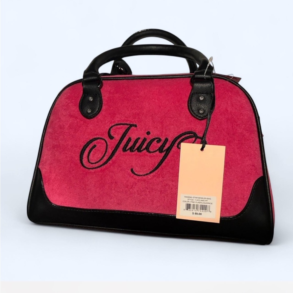 Juicy Couture Pink and Black Women's terry cloth bag